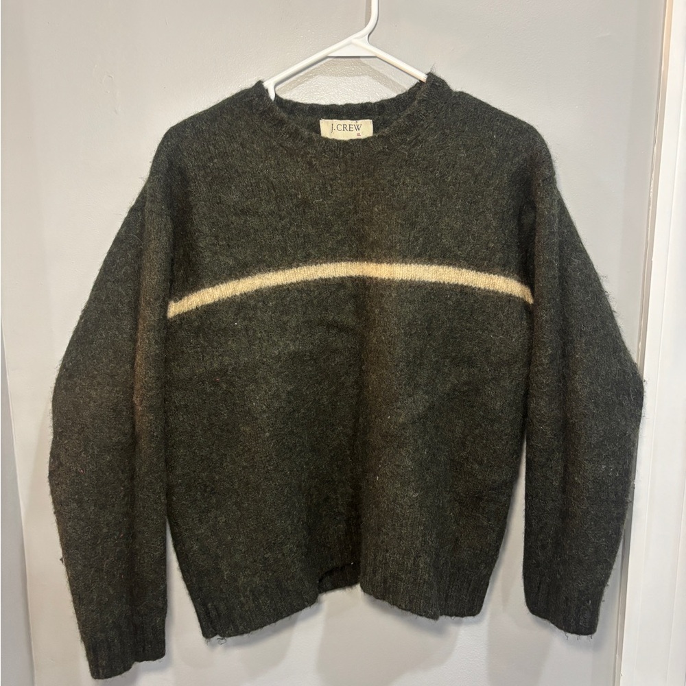 Vintage J. Crew Shetland Wool Dark Gray Sweater Size XL Pullover Crew Neck